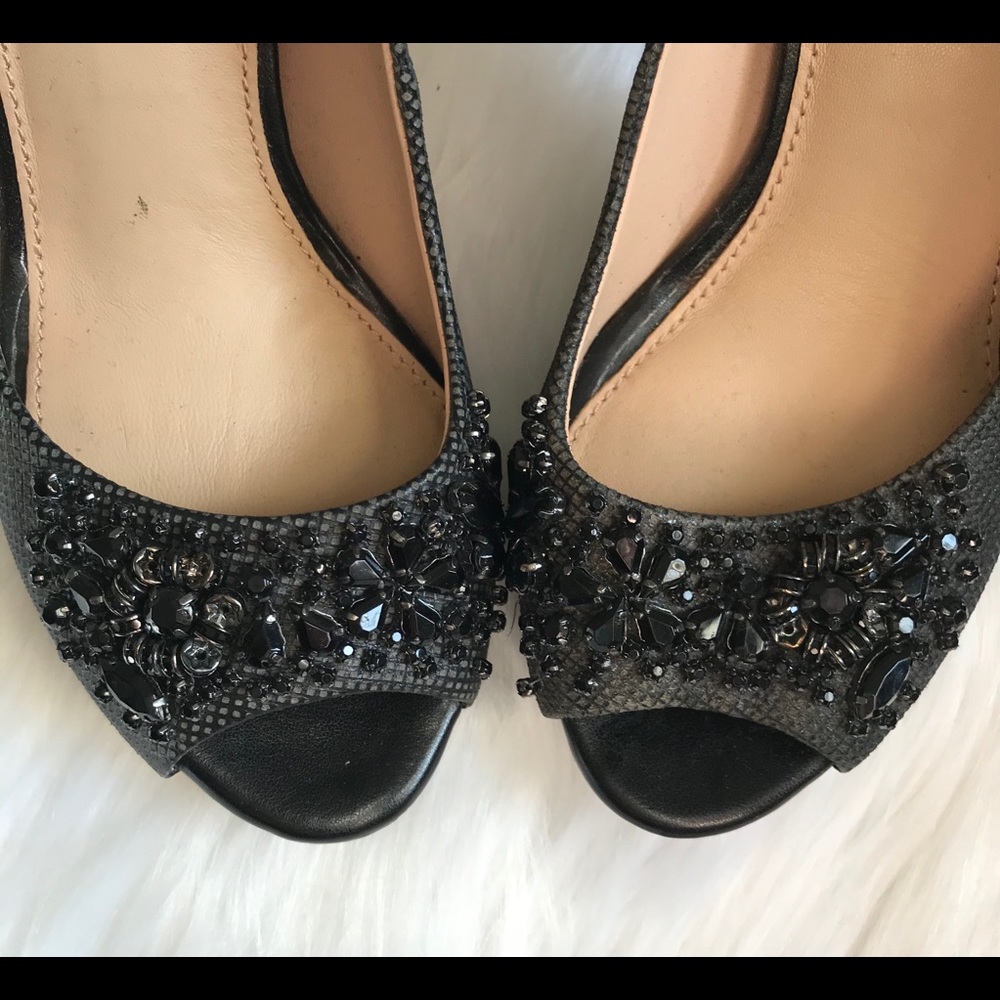 Antonio Melani Open Toe Black beaded Heels